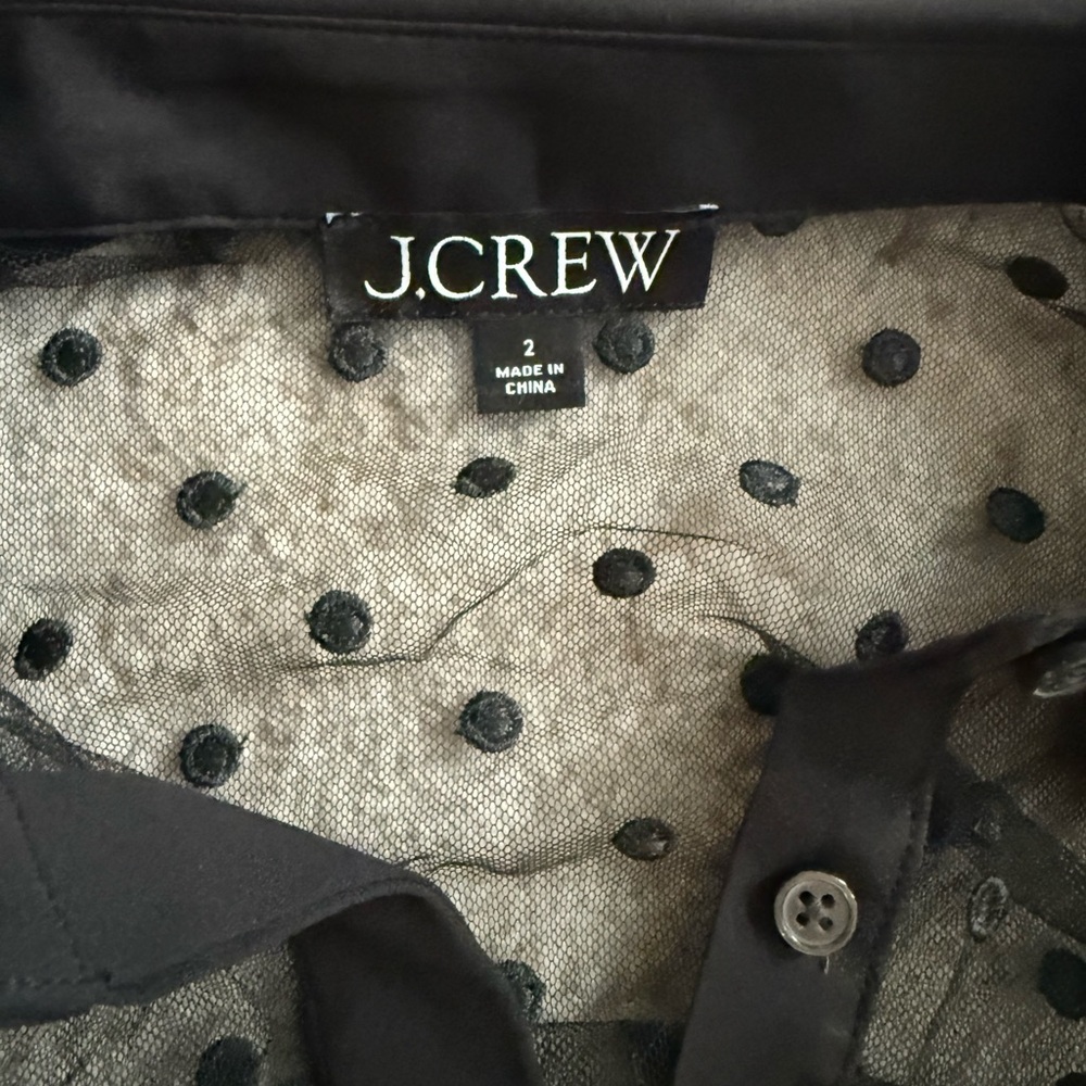 Elegant Black Sheer Polka Dot Shirt - Picture 3 of 3